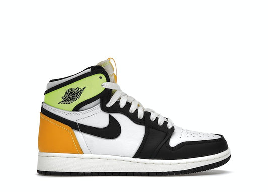 Jordan 1 Retro High White Black Volt University Gold (GS)