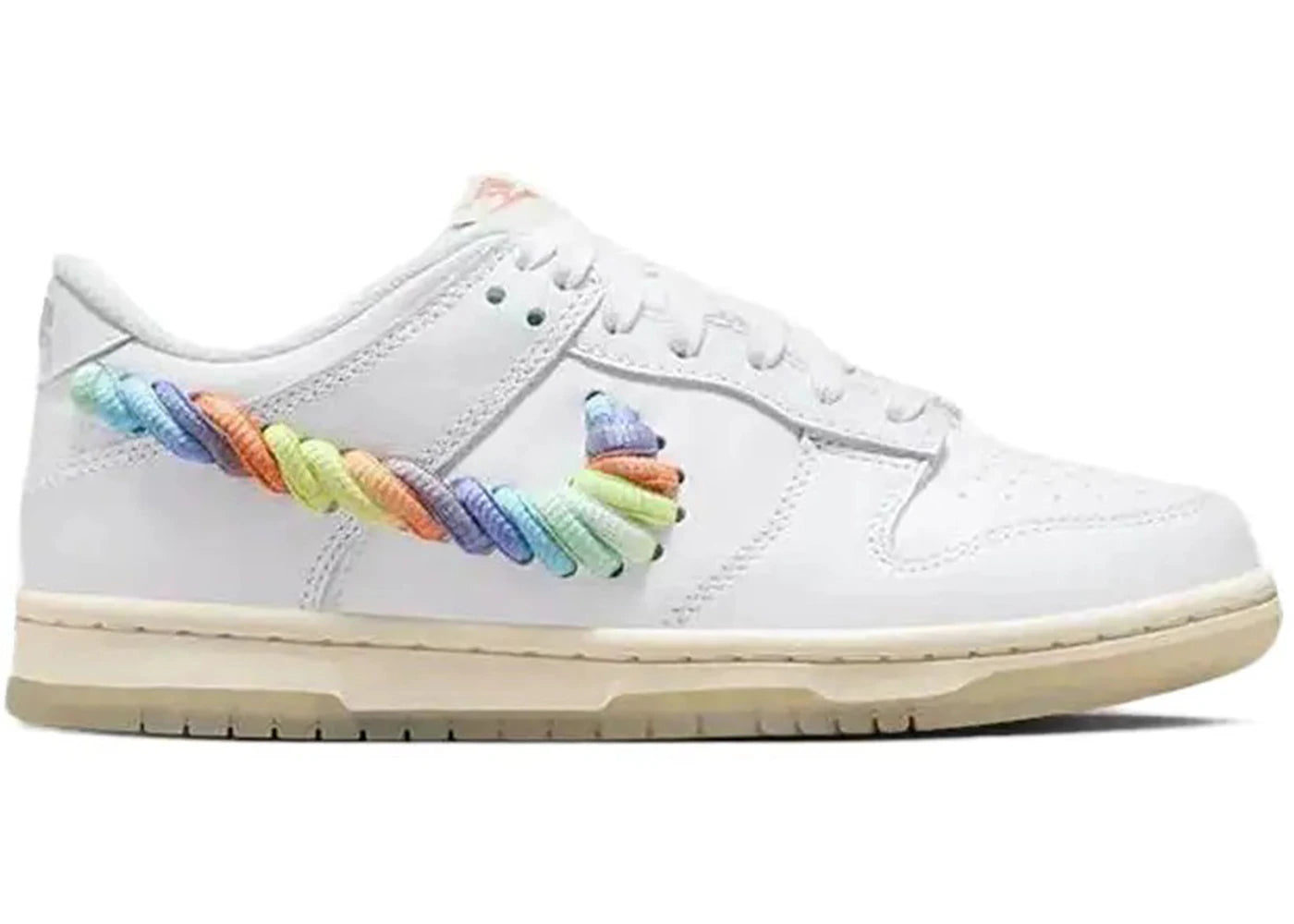 Nike Dunk Low SE Rainbow Lace Swoosh White (GS)